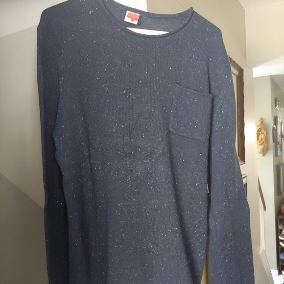 Navy'ish Blue (tweed speckle) Crew Neck Sweater Size Medium by Hollister - Picture 2 of 4